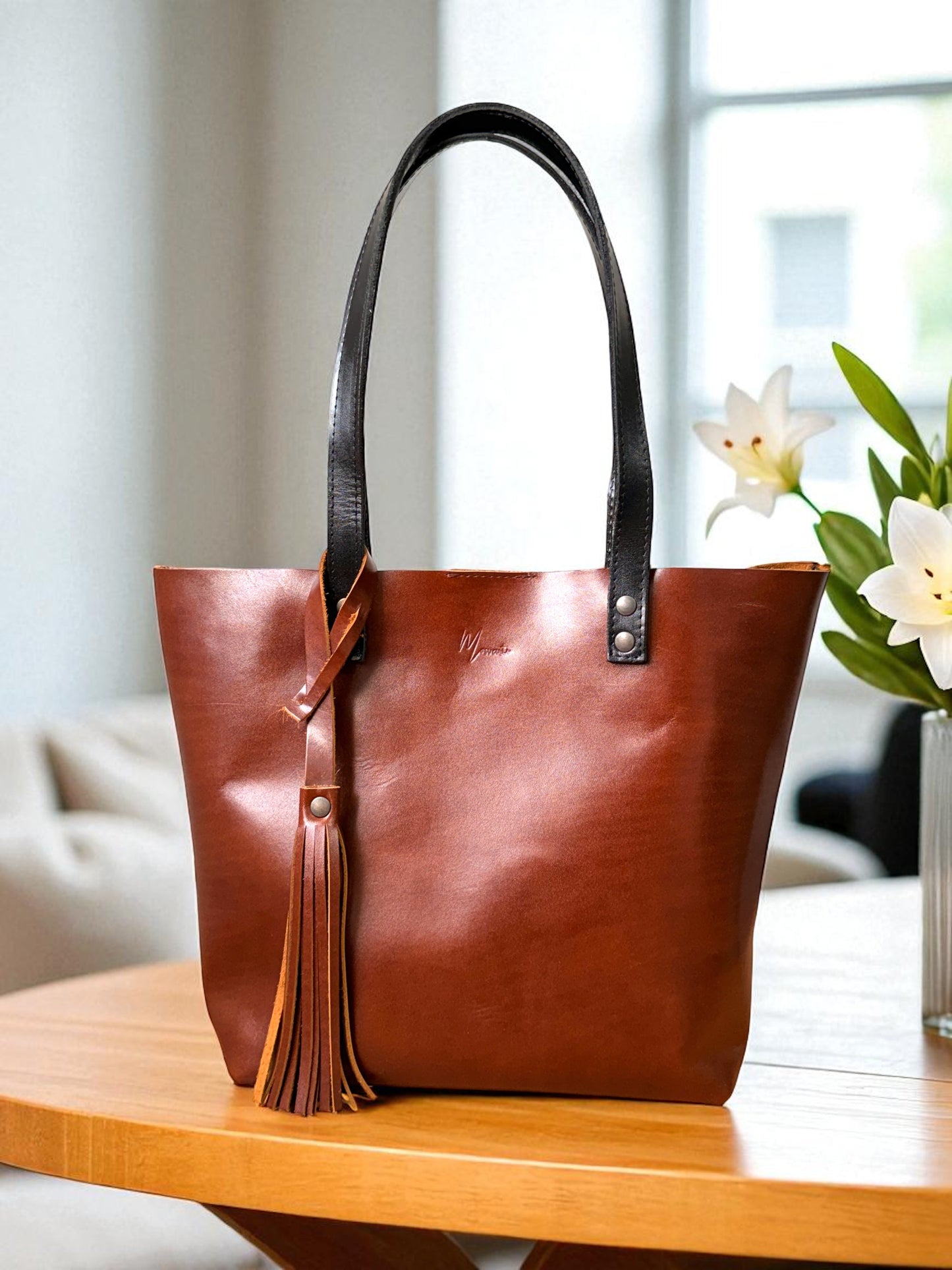 Bolso Tote Cuero Praga Plus+ Pull Roble Doble Vista + 💄Cosmetiquera 👝 Gratis!!