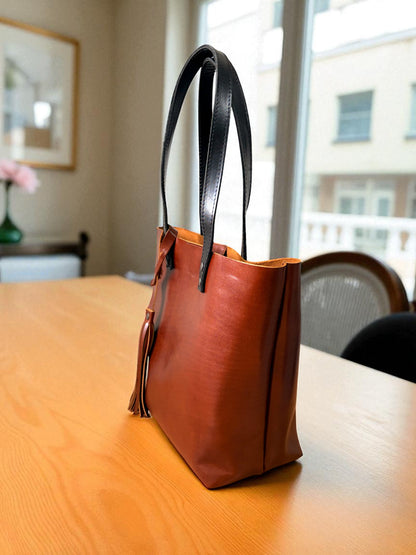 Bolso Tote Cuero Praga Plus+ Pull Roble Doble Vista + 💄Cosmetiquera 👝 Gratis!!