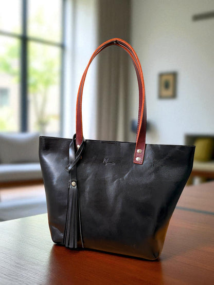 Bolso Tote Cuero Praga Plus+ Pull negro Doble Vista + 💄Cosmetiquera 👝 Gratis!!