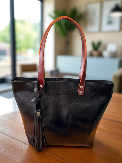 Bolso Tote Cuero Praga Plus+ Pull negro Doble Vista + 💄Cosmetiquera 👝 Gratis!!