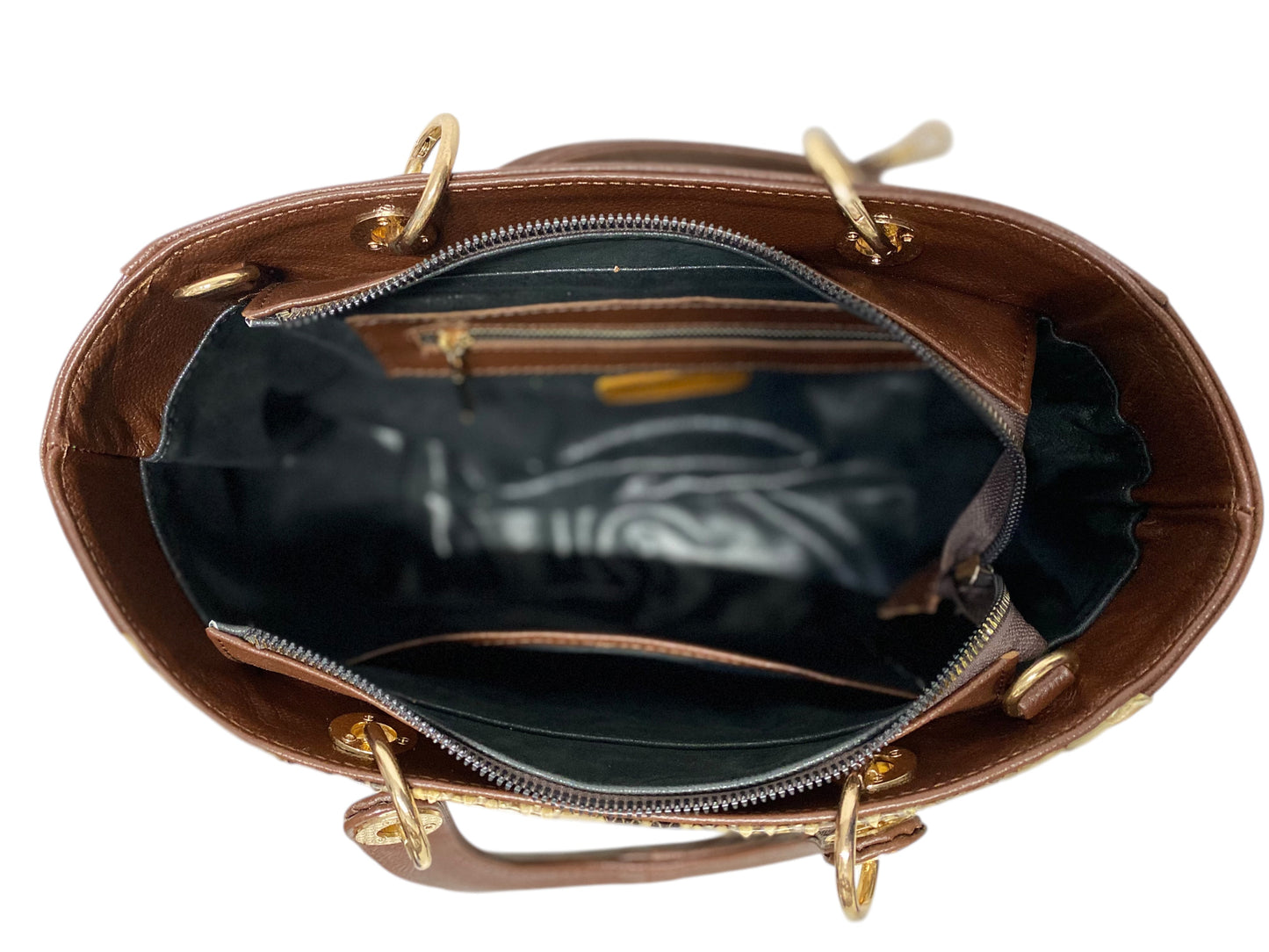 Bolso Tipo kelly mod. Viena Pitón Coñac