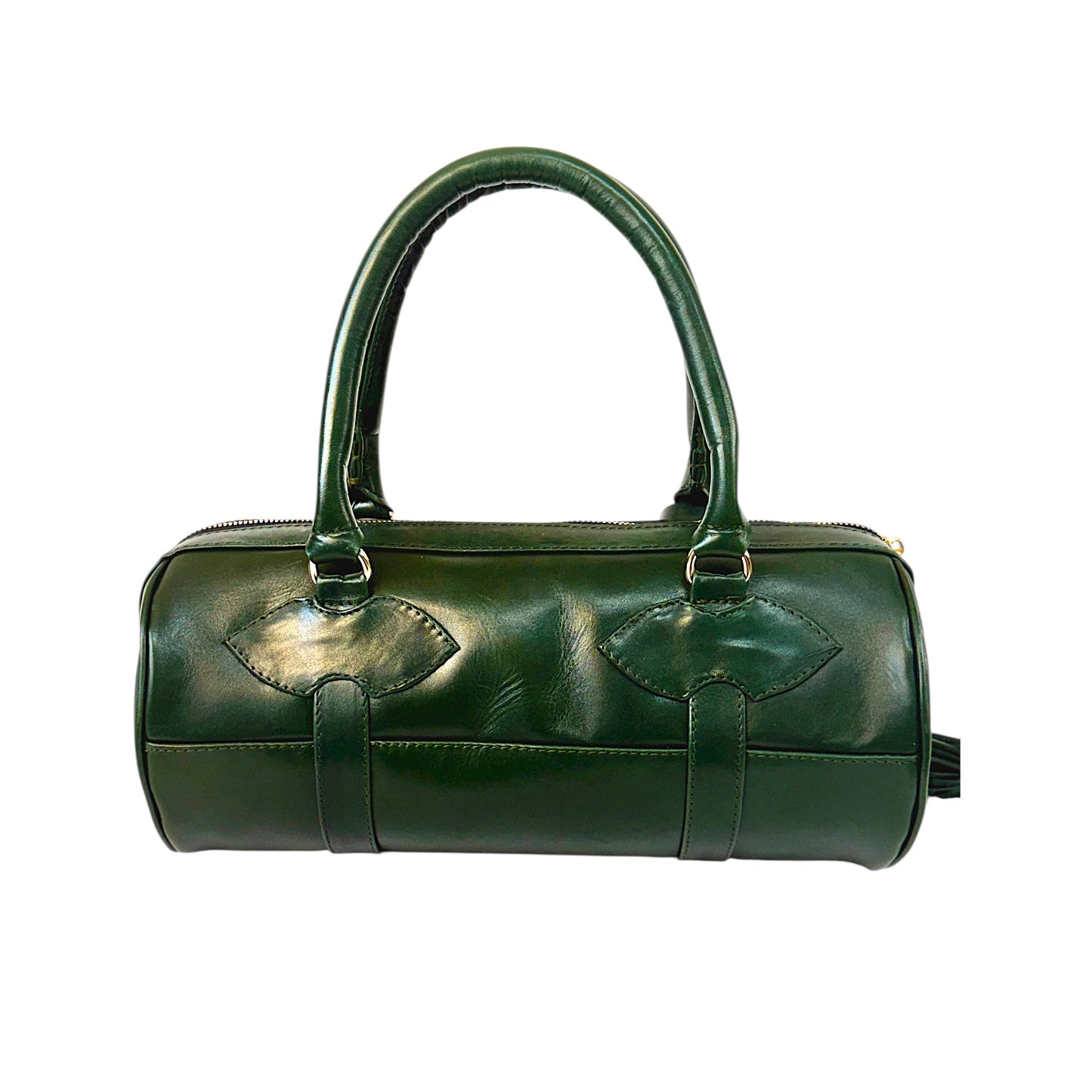 Bolso Dama Cilíndrico 100% Piel Mod duffle Praga  *Pull up Verde*
