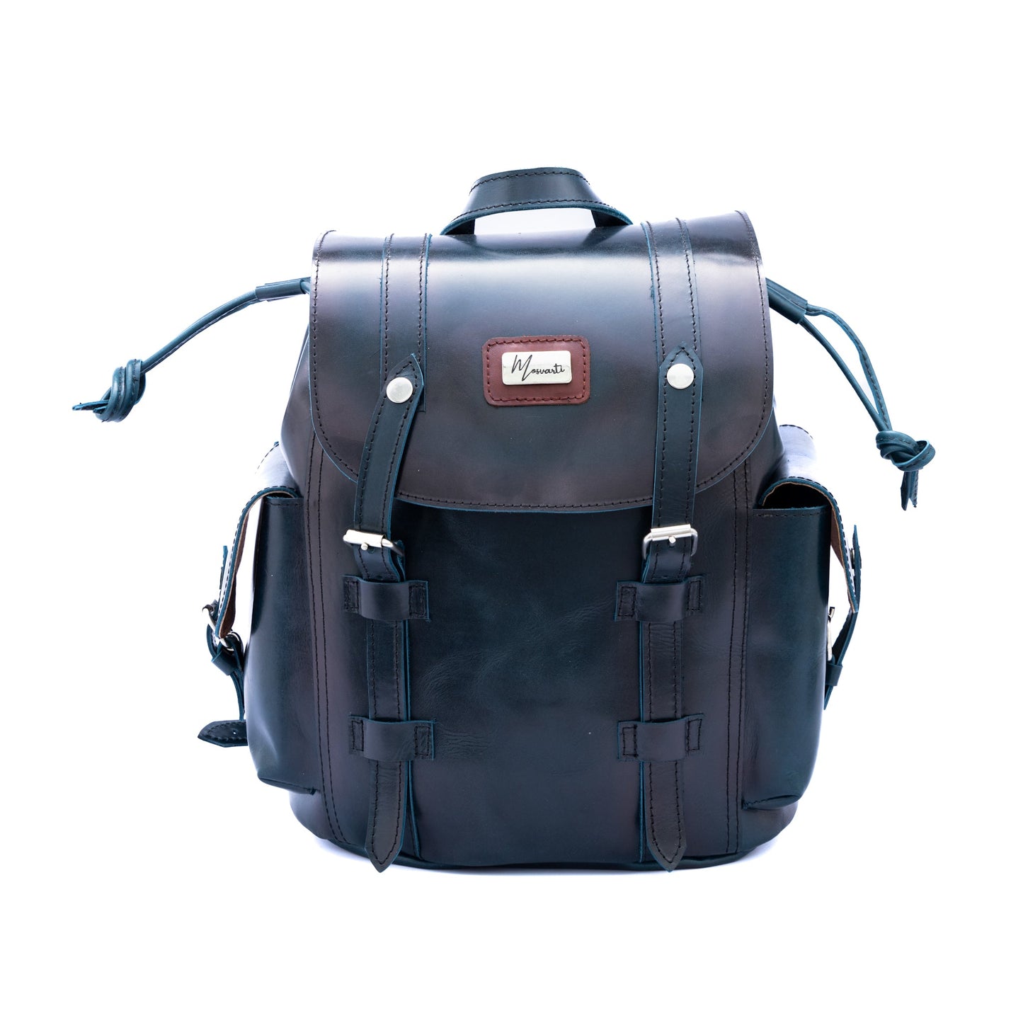 MOSVARTI Backpack Mod. Chicago Urban style cuero (Pull Azul)