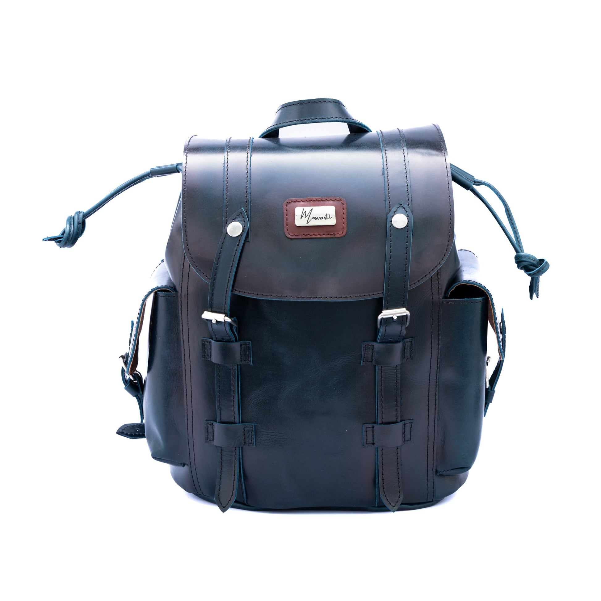 MOSVARTI Backpack Mod. Chicago Urban style cuero (Pull Azul)