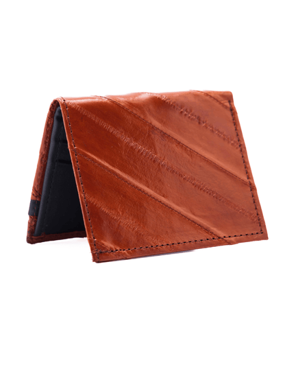 MOSVARTI Billeteras y clips para billetes Cartera vertical de cuero con piel exótica y tecnología RFID Mod Azteca (Anguila Miel)