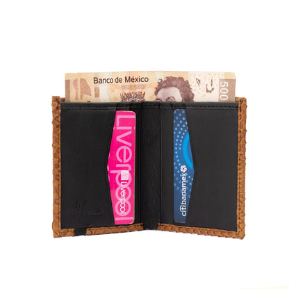 MOSVARTI Billeteras y clips para billetes Cartera vertical de cuero con piel exótica y tecnología RFID Mod Azteca (Pitón)