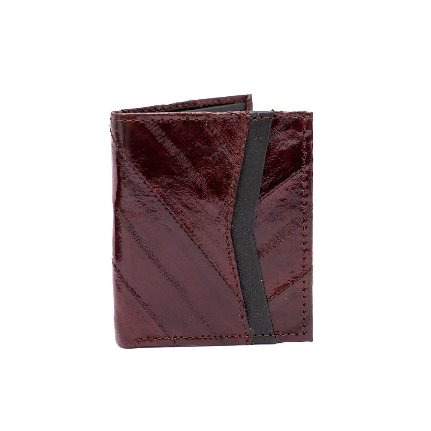 MOSVARTI Billeteras y clips para billetes Copia de Cartera vertical de cuero con piel exótica y tecnología RFID Mod Azteca (Anguila Anguila)