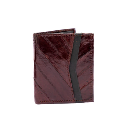 MOSVARTI Billeteras y clips para billetes Copia de Cartera vertical de cuero con piel exótica y tecnología RFID Mod Azteca (Anguila Anguila)