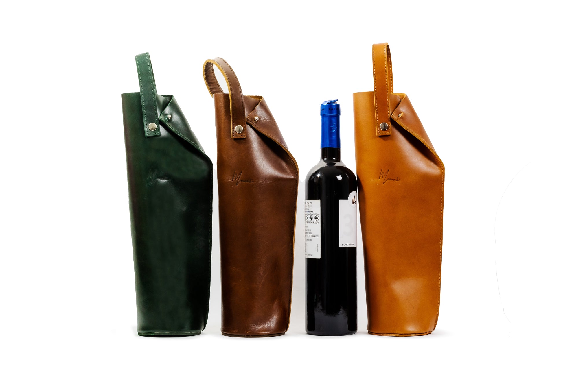 MOSVARTI Bolsa de vino de cuero Porta botella piel 100% Mod. (Aire)