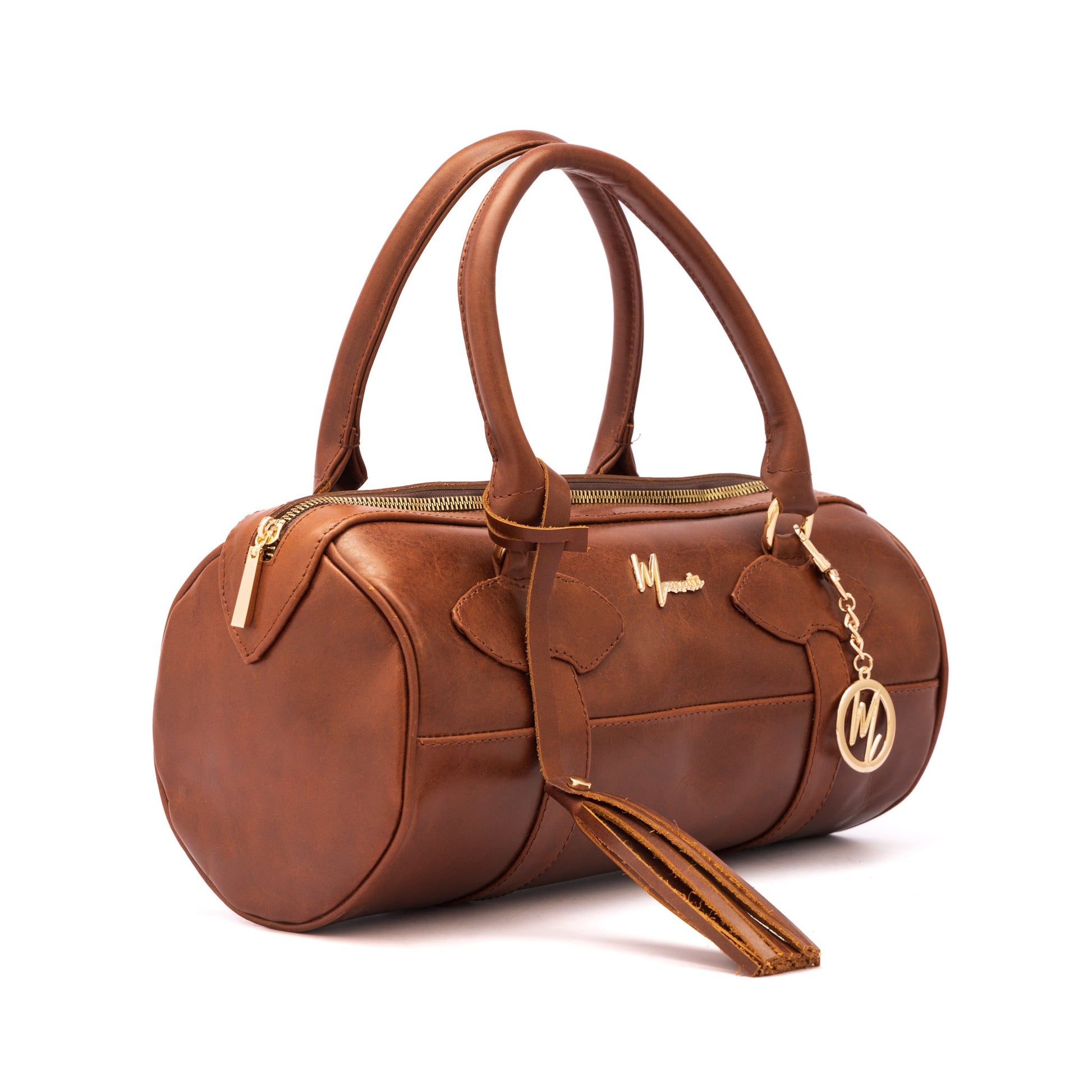 MOSVARTI Bolso Dama Cilindrico 100% Piel Mod duffle Praga  (Pull up Cafe Miel)