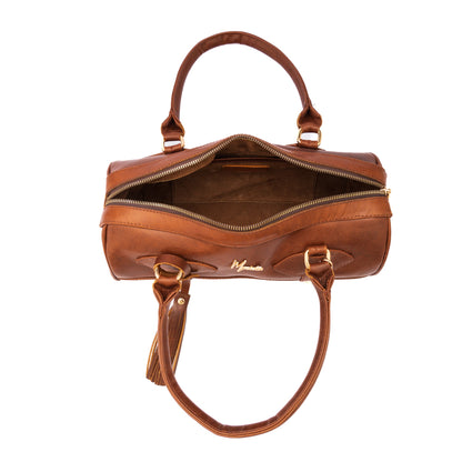 MOSVARTI Bolso Dama Cilindrico 100% Piel Mod duffle Praga  (Pull up Cafe Miel)