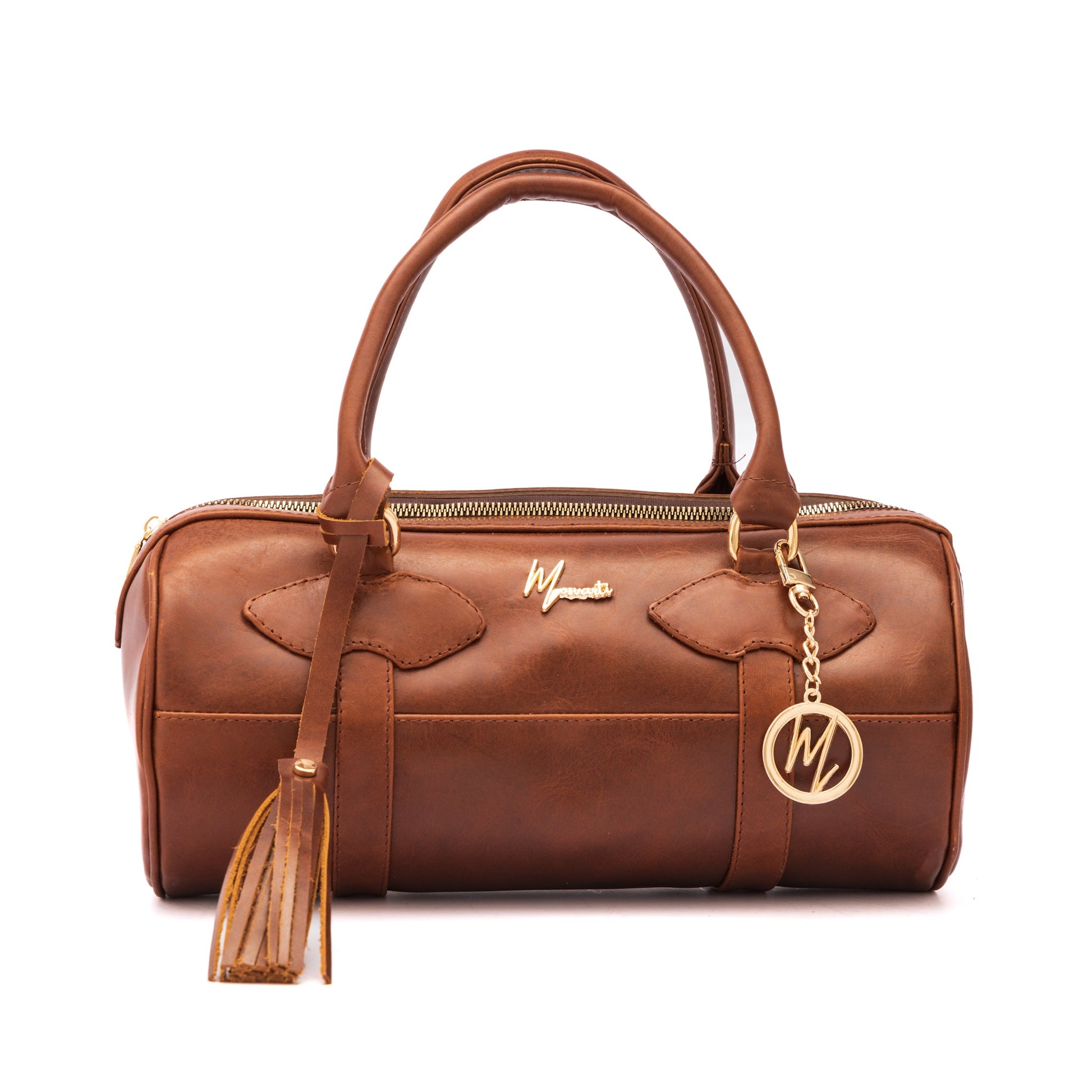 MOSVARTI Bolso Dama Cilindrico 100% Piel Mod duffle Praga  (Pull up Cafe Miel)