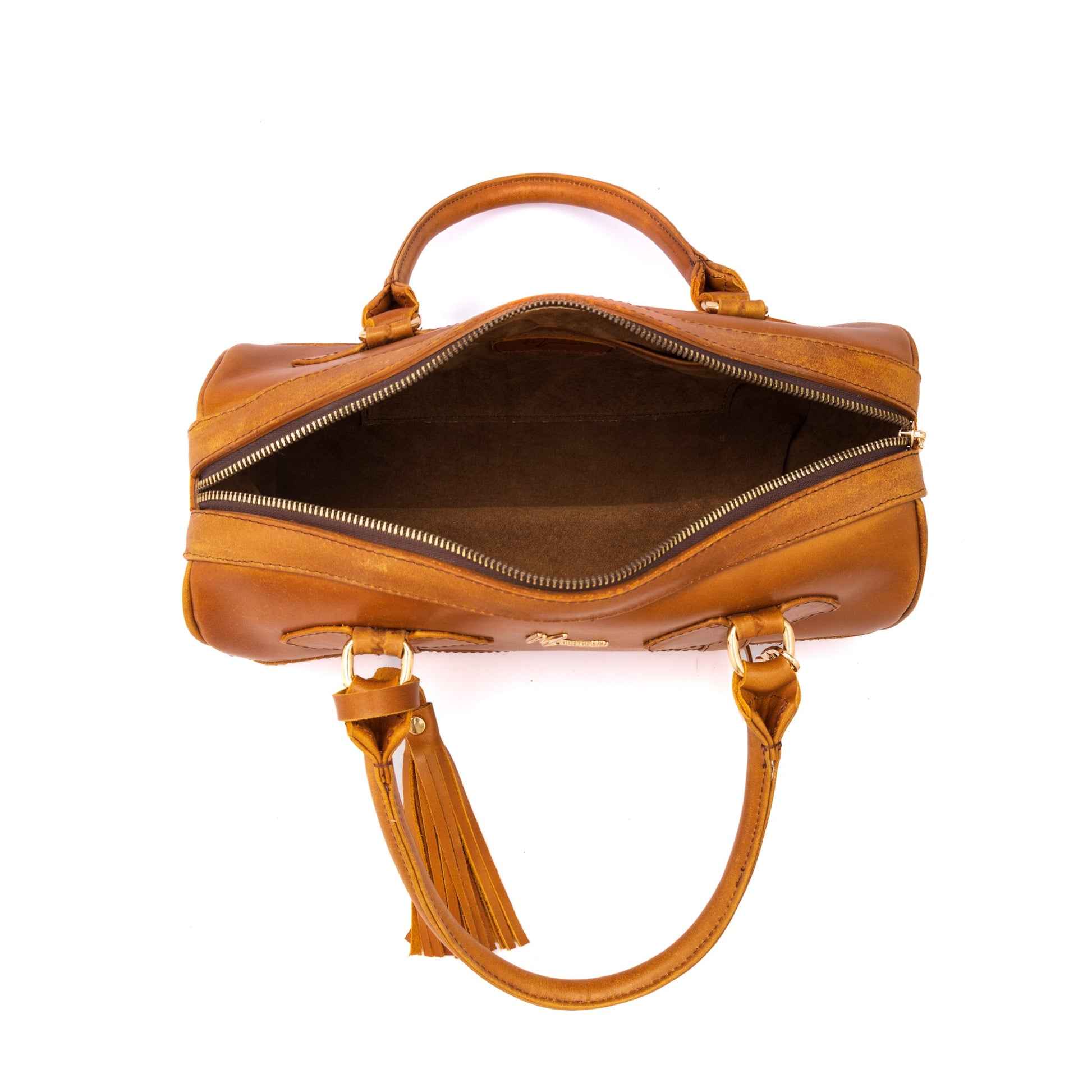 MOSVARTI Bolso Dama Cilindrico 100% Piel Mod duffle Praga (Pull up Crazy Miel)