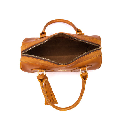 MOSVARTI Bolso Dama Cilindrico 100% Piel Mod duffle Praga (Pull up Crazy Miel)