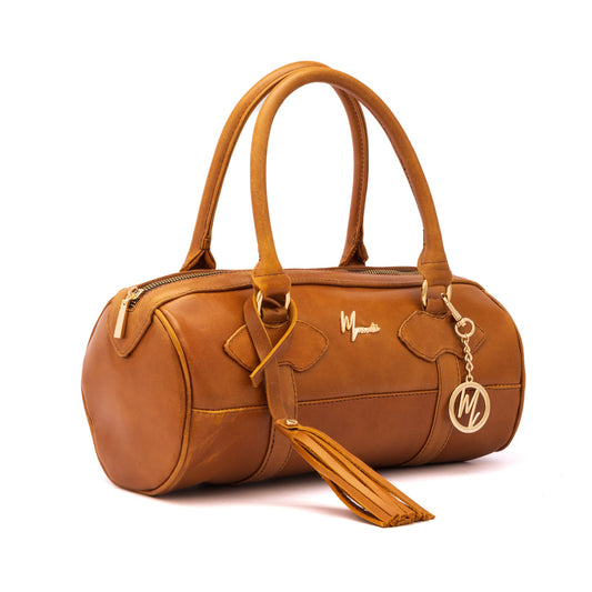 MOSVARTI Bolso Dama Cilindrico 100% Piel Mod duffle Praga (Pull up Crazy Miel)