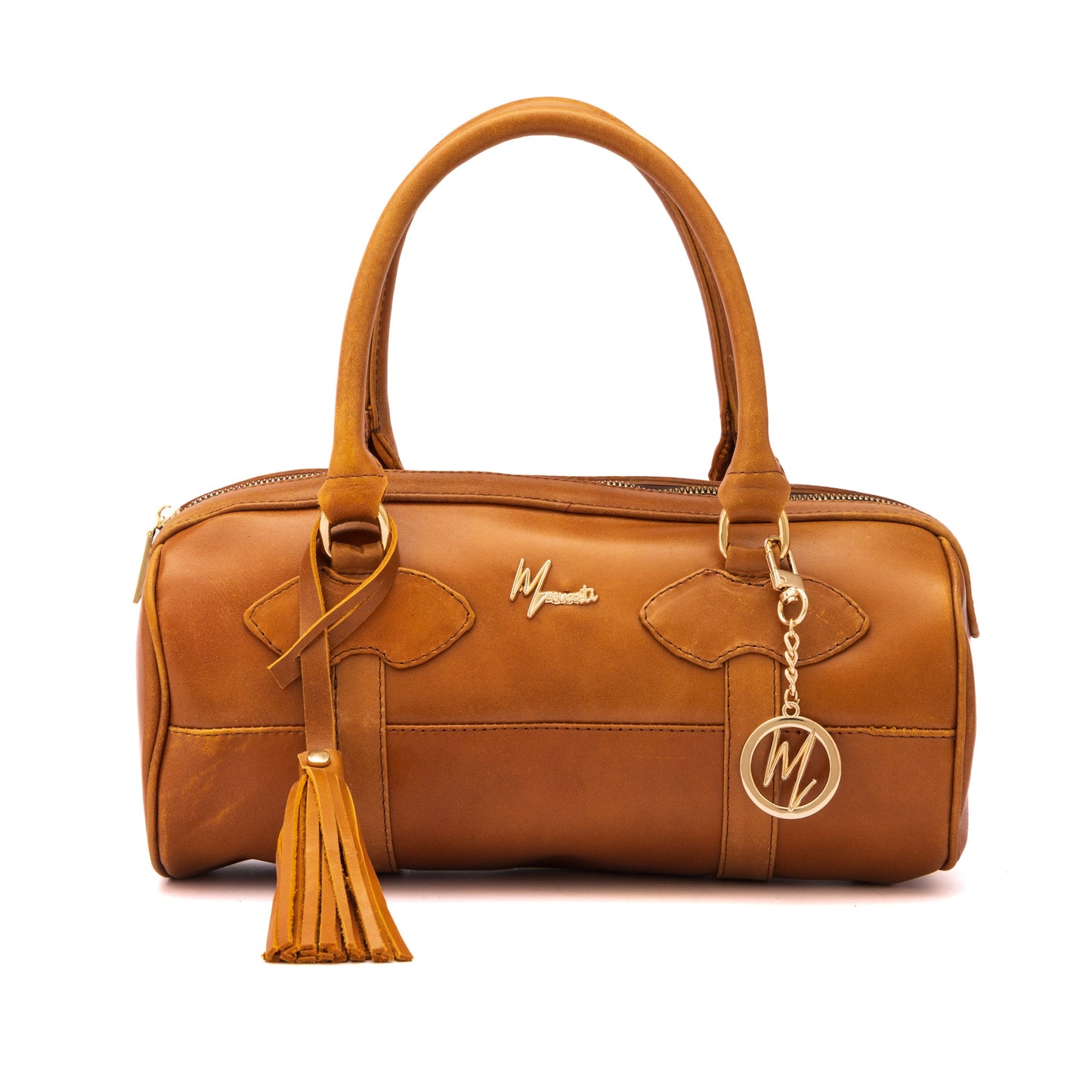 MOSVARTI Bolso Dama Cilindrico 100% Piel Mod duffle Praga (Pull up Crazy Miel)