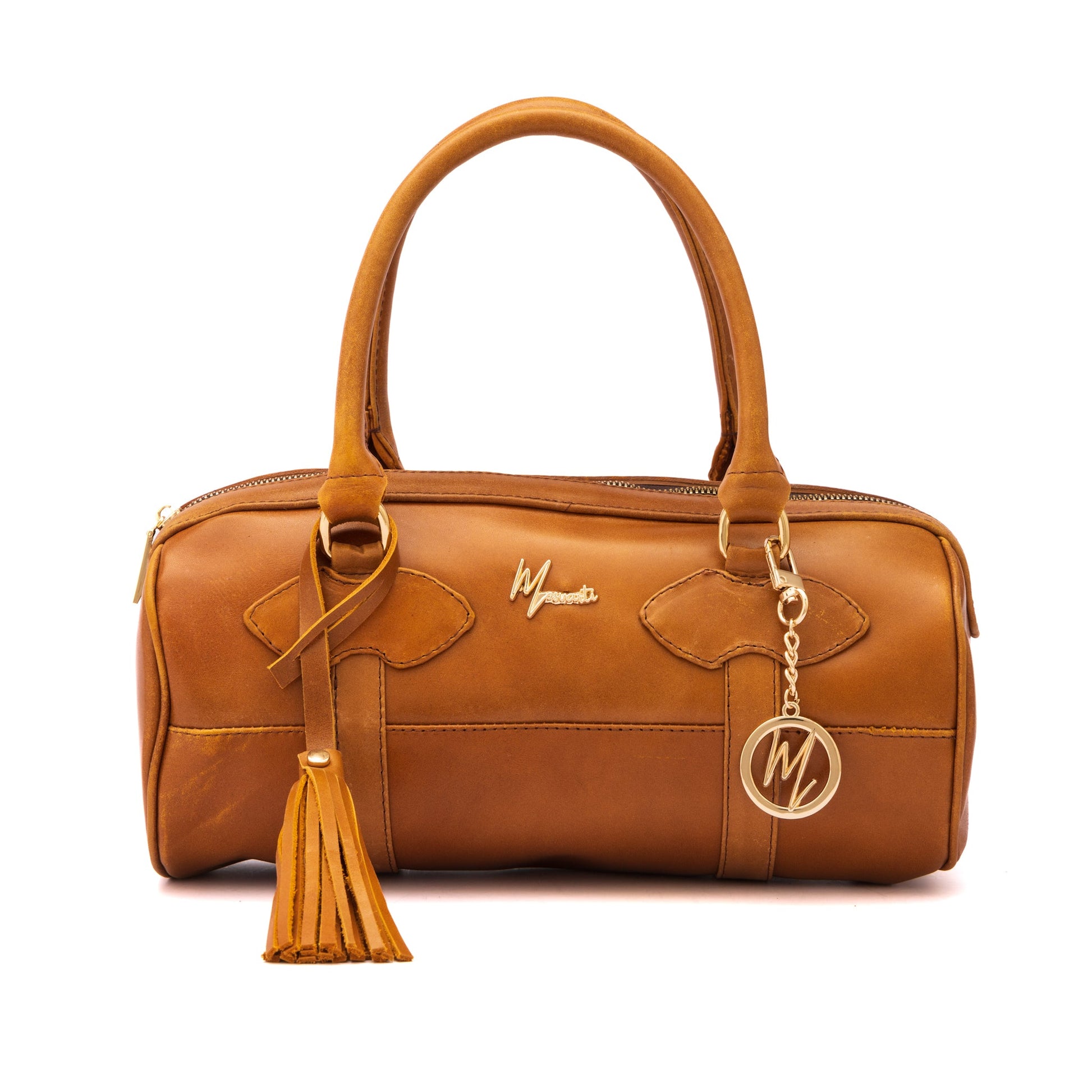 MOSVARTI Bolso Dama Cilindrico 100% Piel Mod duffle Praga (Pull up Crazy Miel)