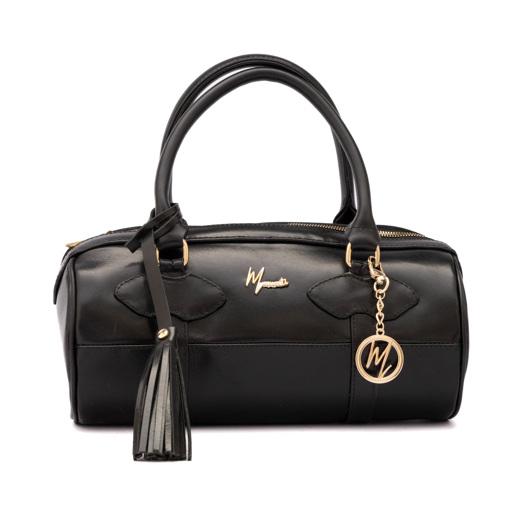 MOSVARTI Bolso Dama Cilindrico 100% Piel Mod duffle Praga  (Pull up Negra)