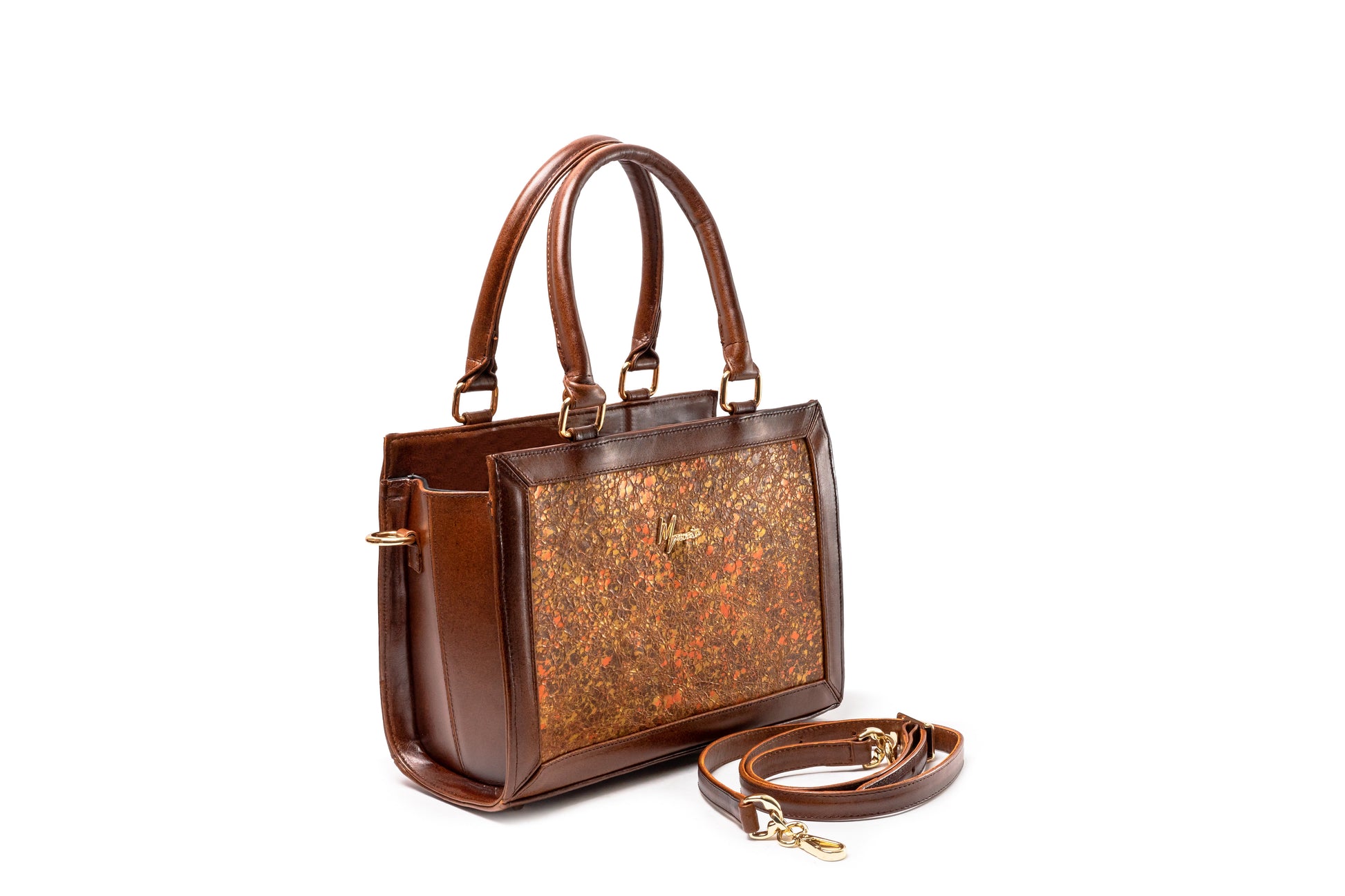 MOSVARTI Bolso Estilo Birkin Bovino krakelado Naranja  Mod. Manhattan