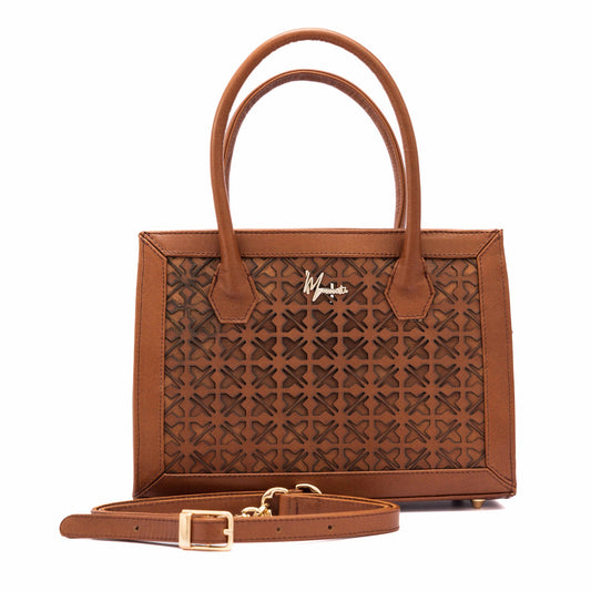 MOSVARTI Bolso Estilo Birkin Bovino laser  Mod. Manhattan (Café)