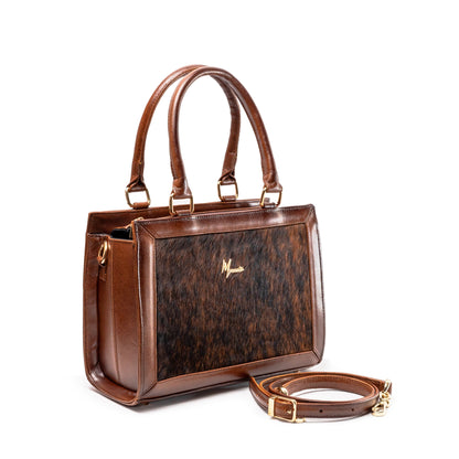 MOSVARTI Bolso Estilo Birkin Bovino pelo Mod. Manhattan ( Atigrado café)