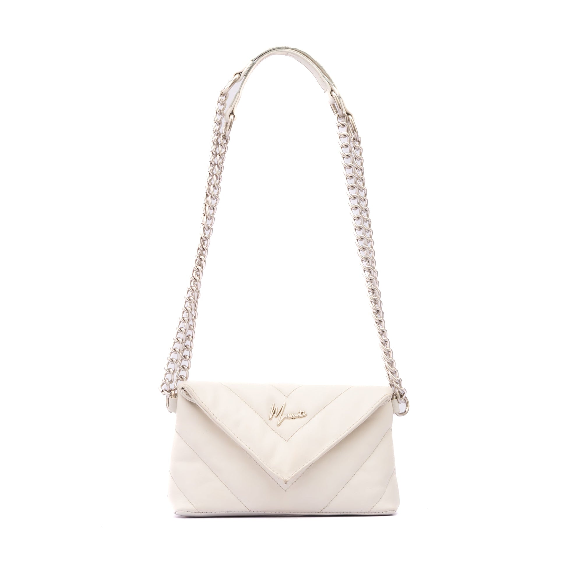 MOSVARTI Bolsos, billeteras y estuches Bolso de hombro cross body Piel genuina acolchado tipo sobre Mod. Italia (Blanco)