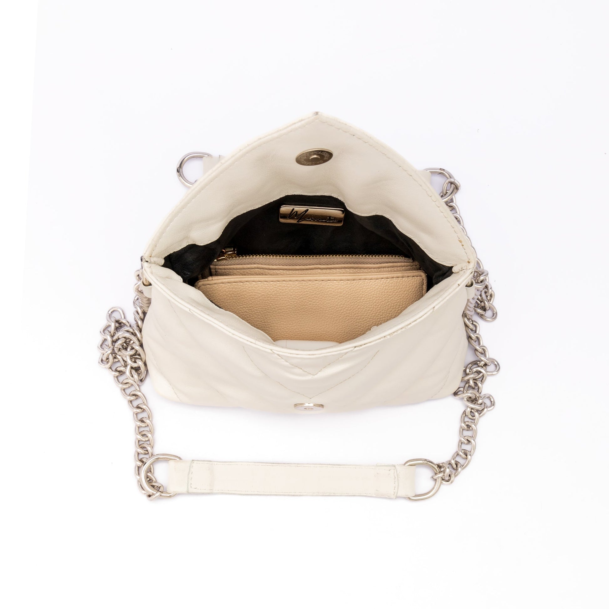 MOSVARTI Bolsos, billeteras y estuches Bolso de hombro cross body Piel genuina acolchado tipo sobre Mod. Italia (Blanco)