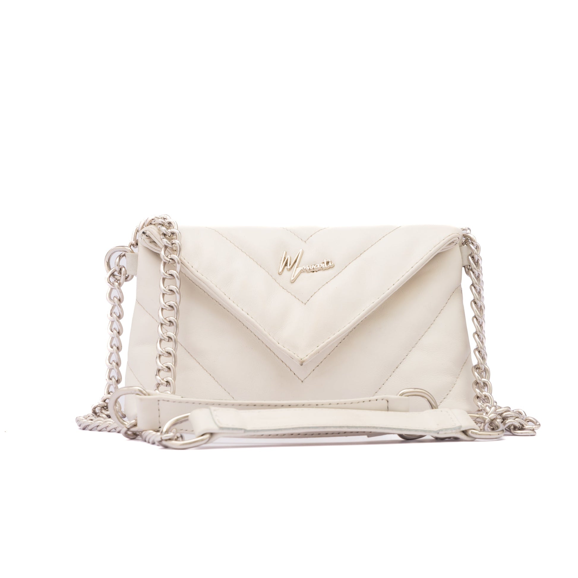 MOSVARTI Bolsos, billeteras y estuches Bolso de hombro cross body Piel genuina acolchado tipo sobre Mod. Italia (Blanco)
