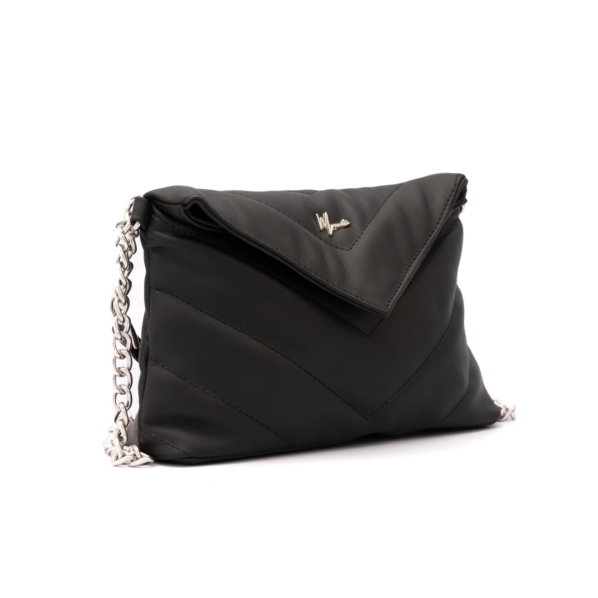 MOSVARTI Bolsos, billeteras y estuches Bolso de hombro cross body Piel genuina acolchado tipo sobre Mod. Italia (Negro)