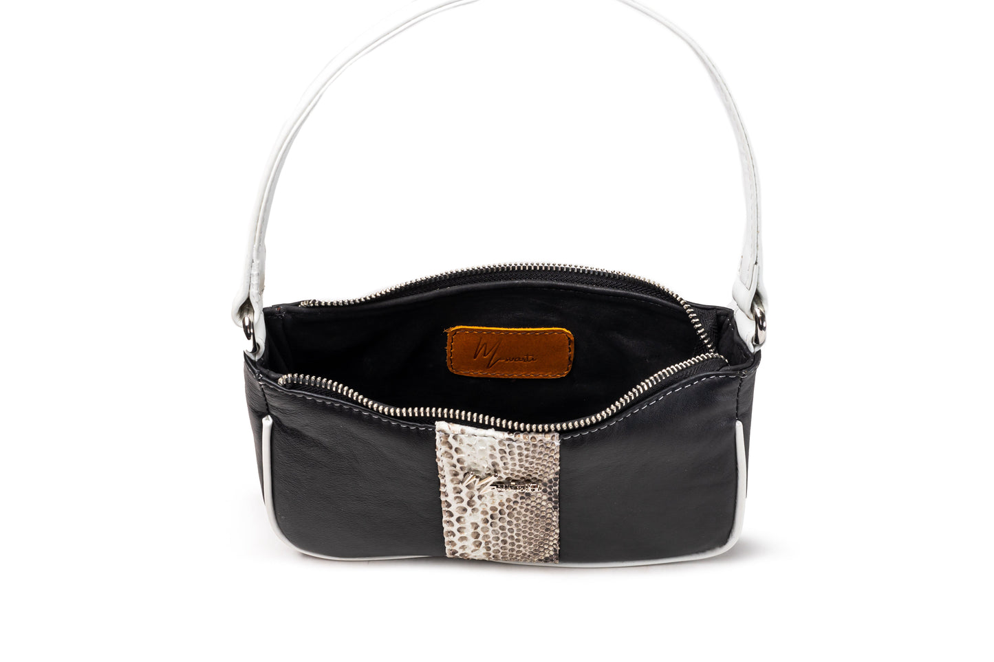 MOSVARTI Bolsos, billeteras y estuches Bolso Mod aranza cuerpo Piel suavel negro/blanco  Pitón Natural