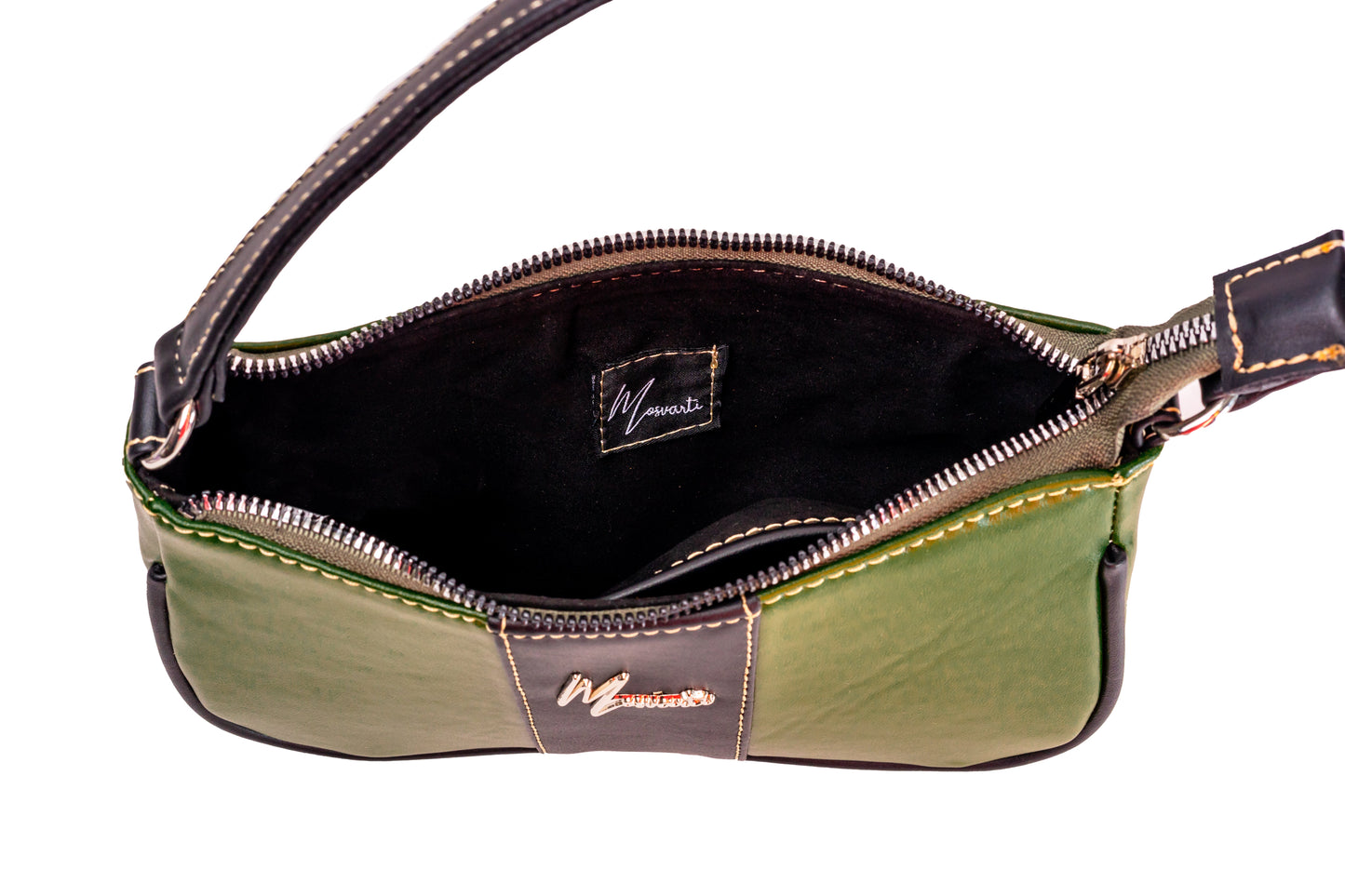 MOSVARTI Bolsos, billeteras y estuches Bolso mod aranza Piel de nopal verde/ Negro