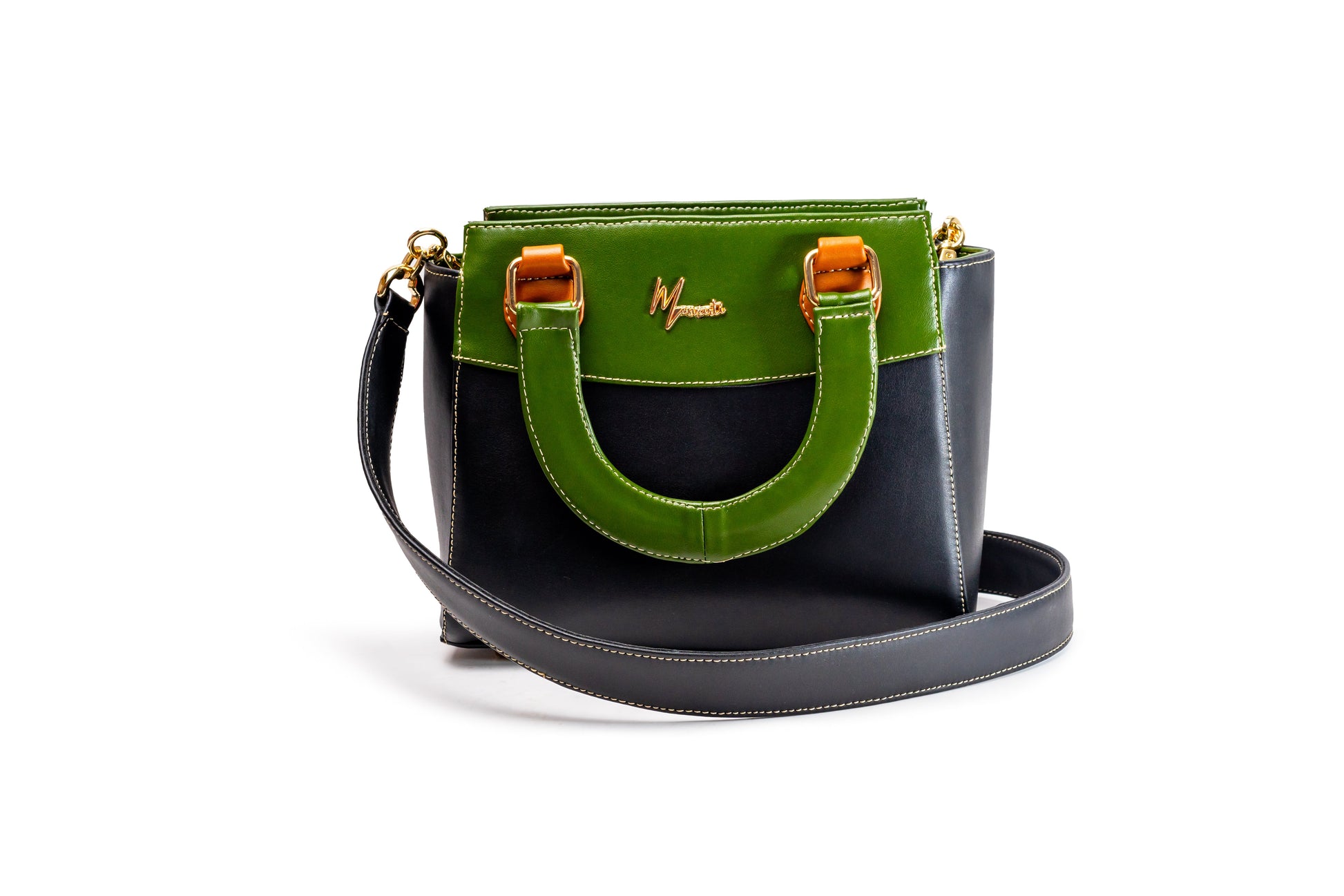 MOSVARTI Bolsos, billeteras y estuches Bolso mod Brbara Piel de nopal verde/ Negro