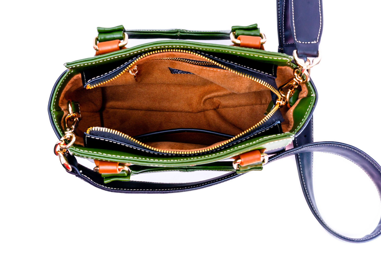 MOSVARTI Bolsos, billeteras y estuches Bolso mod Brbara Piel de nopal verde/ Negro