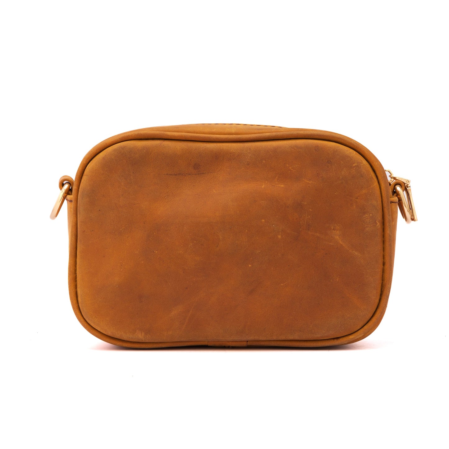 MOSVARTI Bolsos Bolso crossbody piel con Detalle de pelo Bovino Mod Palermo (Miel)