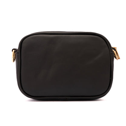 MOSVARTI Bolsos Bolso crossbody piel con Detalle de pelo Bovino Mod Palermo (Negro)