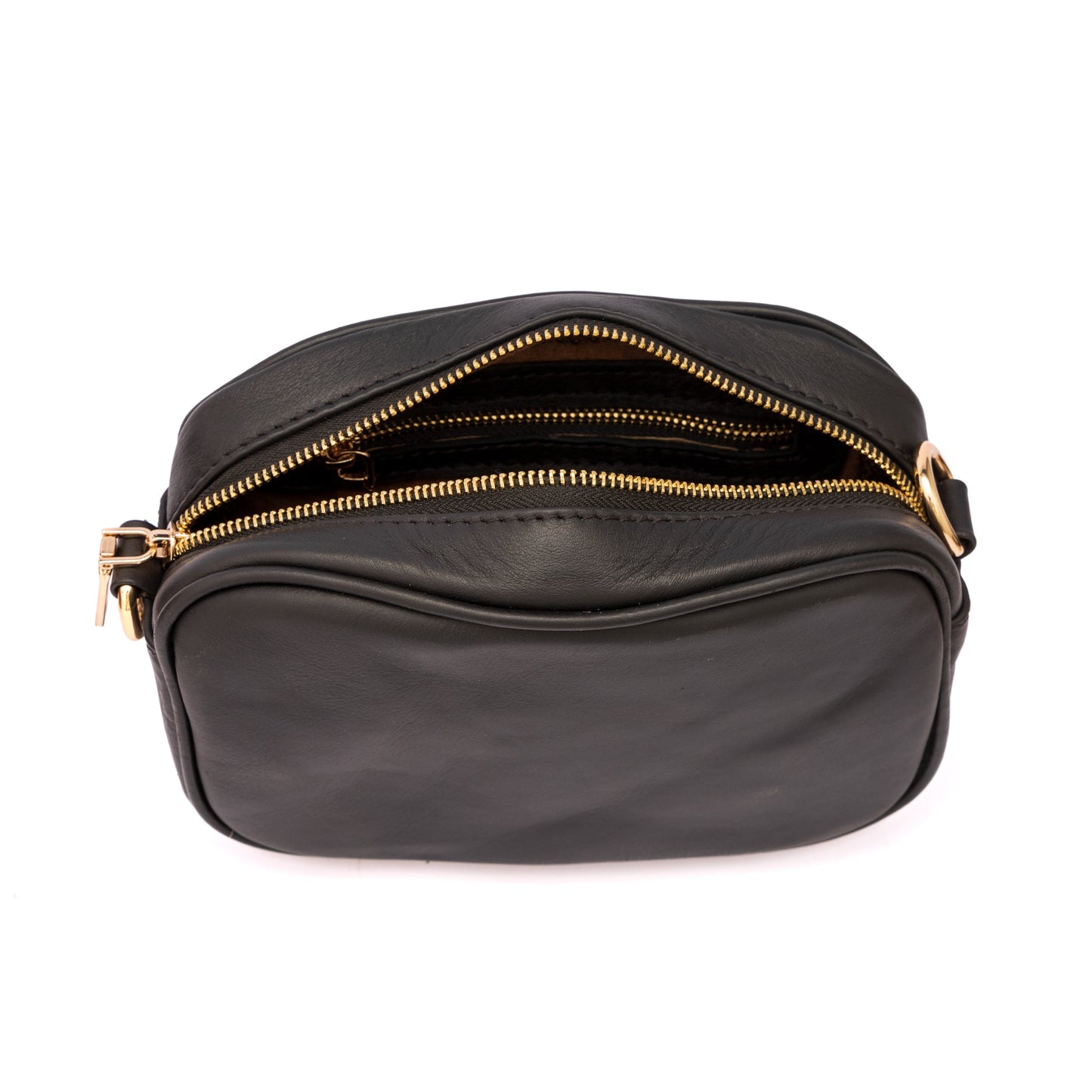 MOSVARTI Bolsos Bolso crossbody piel con Detalle de pelo Bovino Mod Palermo (Negro)
