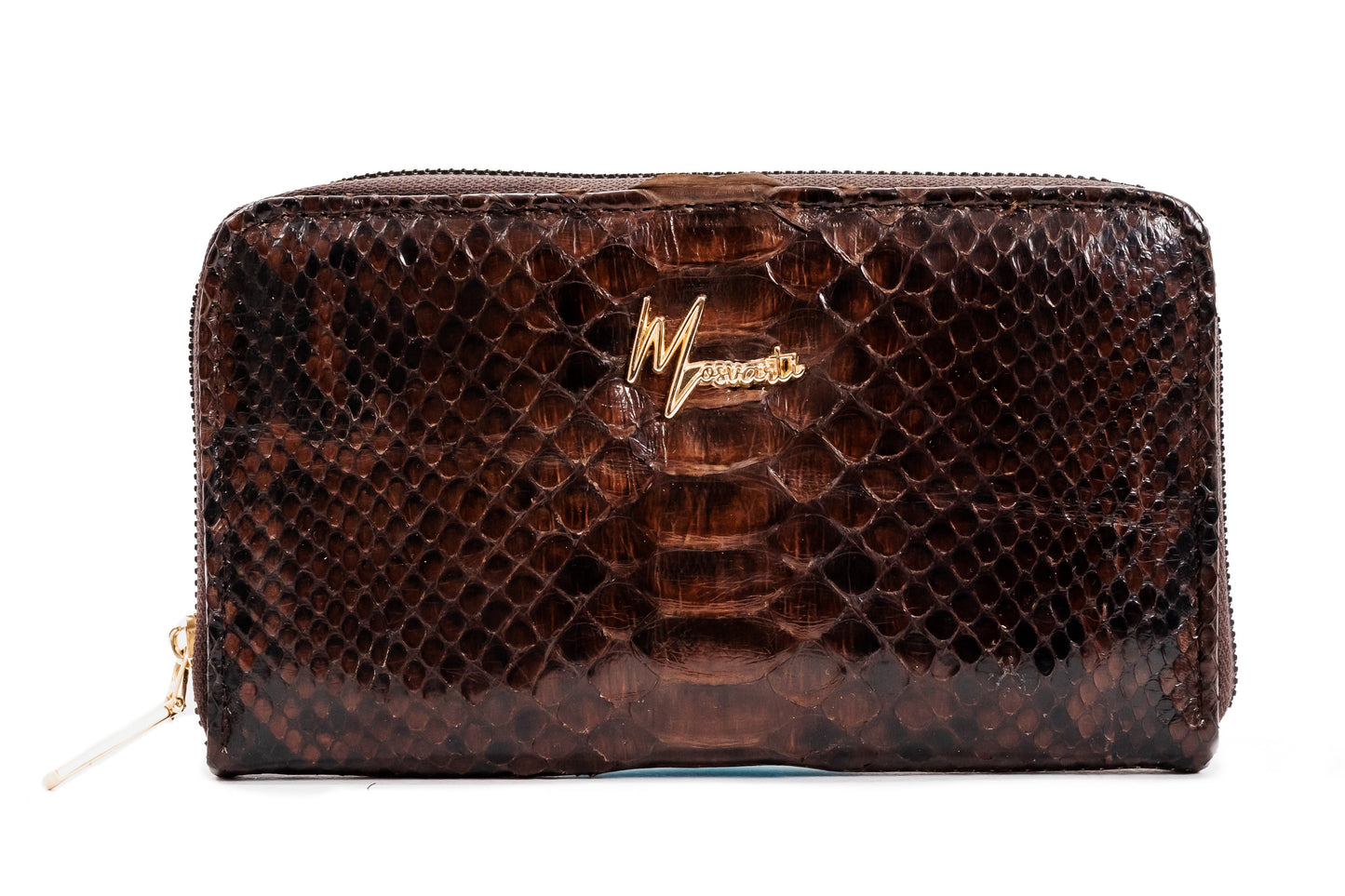 MOSVARTI Cartera para Dama en Piel Genuina de Pitón (café)