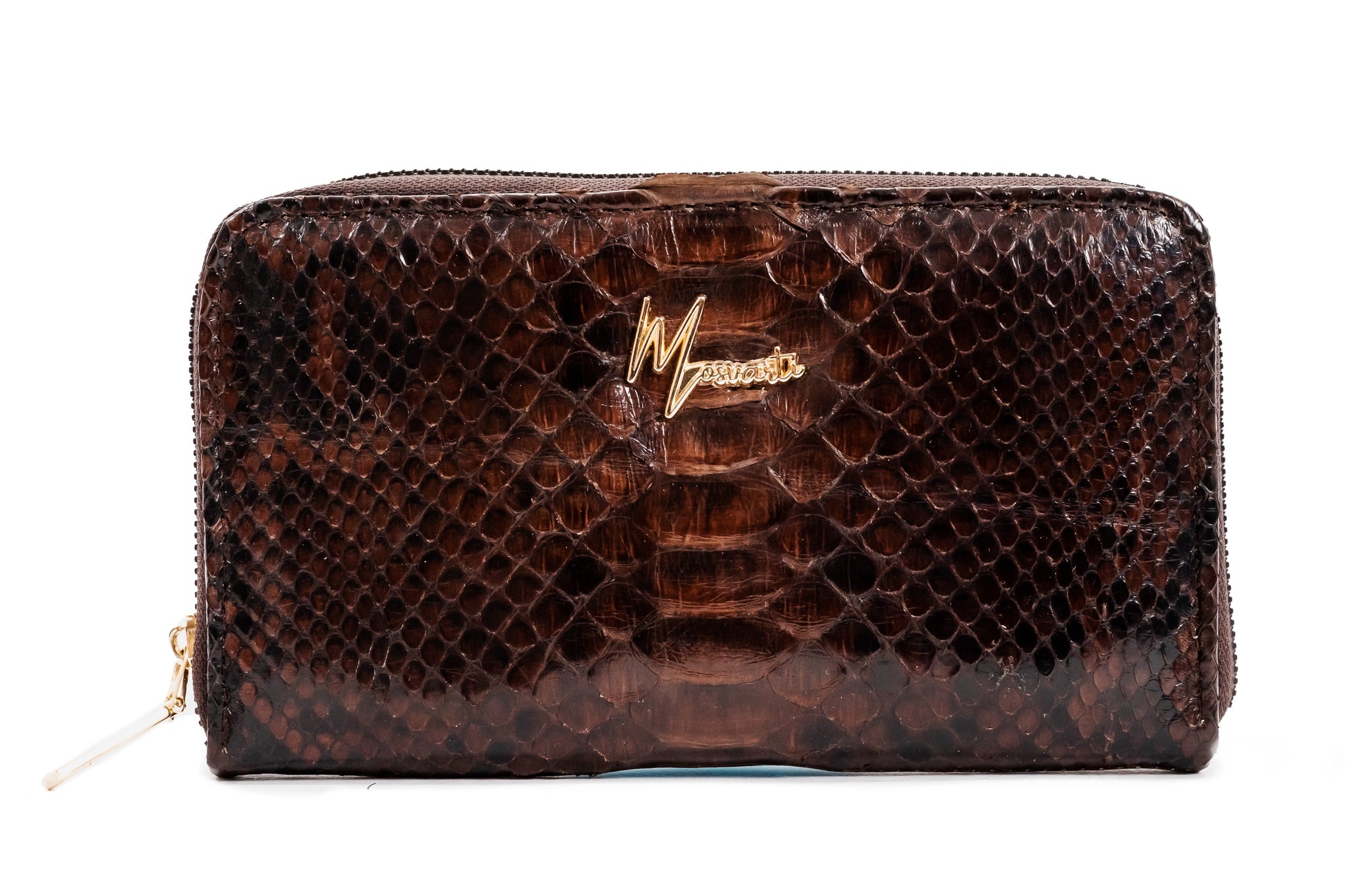 MOSVARTI Cartera para Dama en Piel Genuina de Pitón (café)