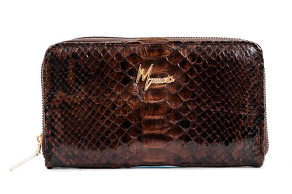 MOSVARTI Cartera para Dama en Piel Genuina de Pitón (café)