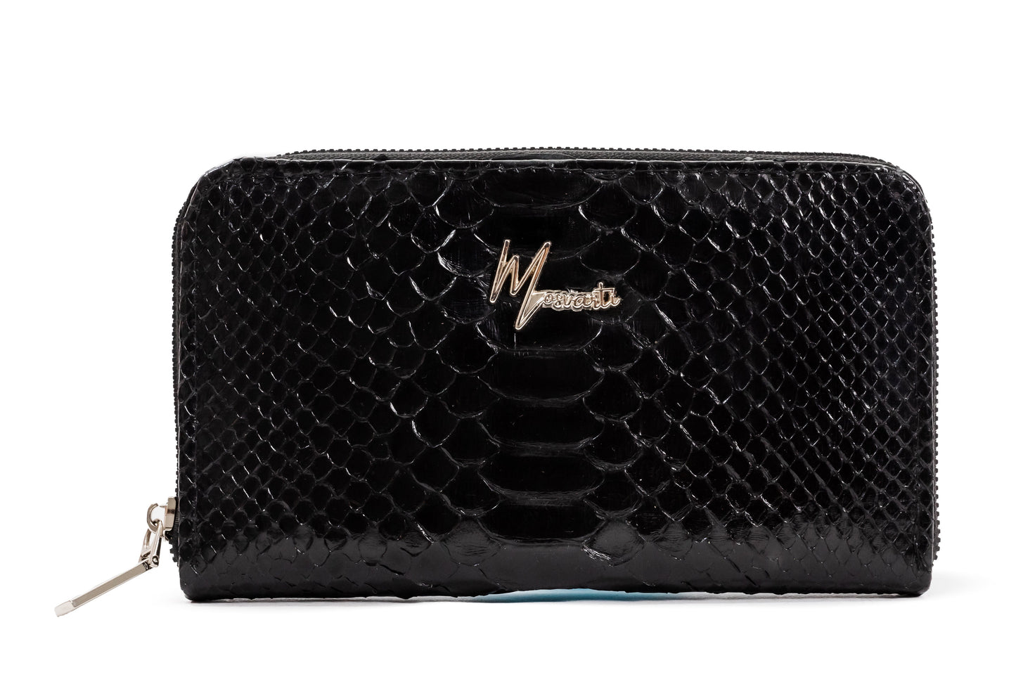 MOSVARTI Cartera para Dama en Piel Genuina de Pitón (Negro)