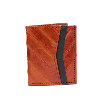 MOSVARTI Cartera vertical de cuero con piel exótica y tecnología RFID Mod Azteca (Anguila)