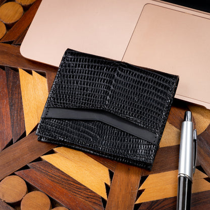 MOSVARTI Cartera vertical de cuero con piel exótica y tecnología RFID Mod Azteca (Lizard)