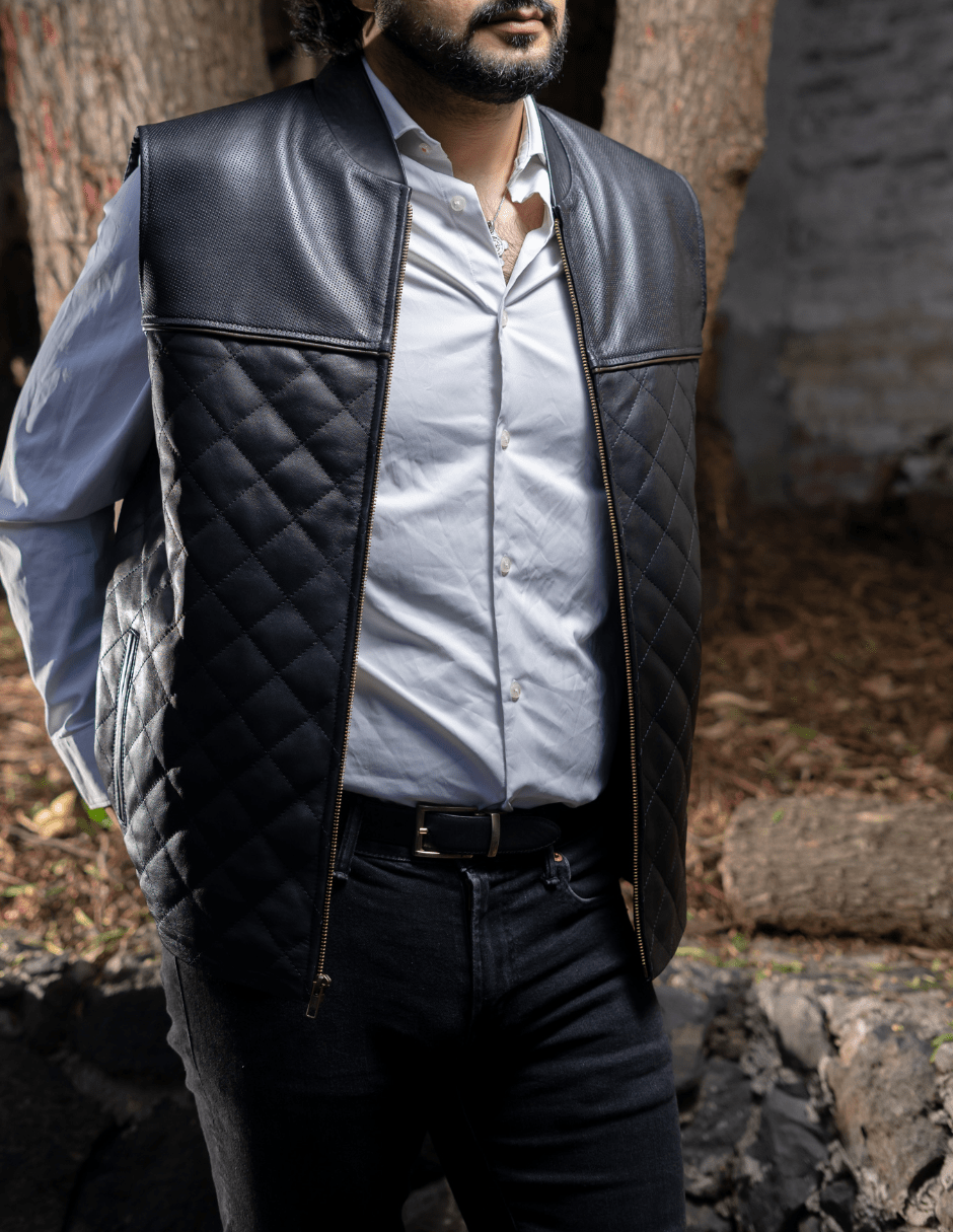 MOSVARTI chaleco Chaleco bordado Moderno y Elegante Mod Zeus (Negro)