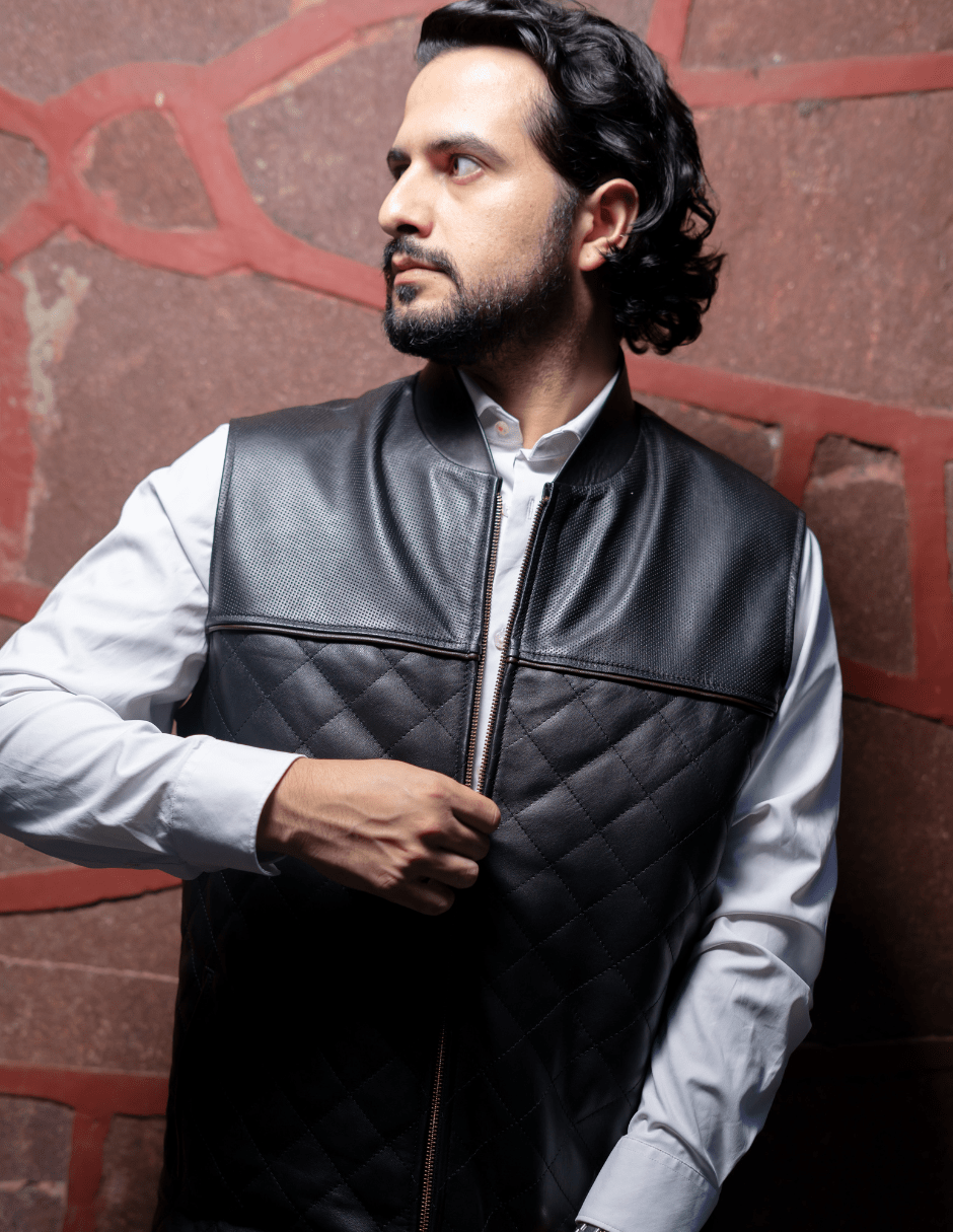 MOSVARTI chaleco Chaleco bordado Moderno y Elegante Mod Zeus (Negro)