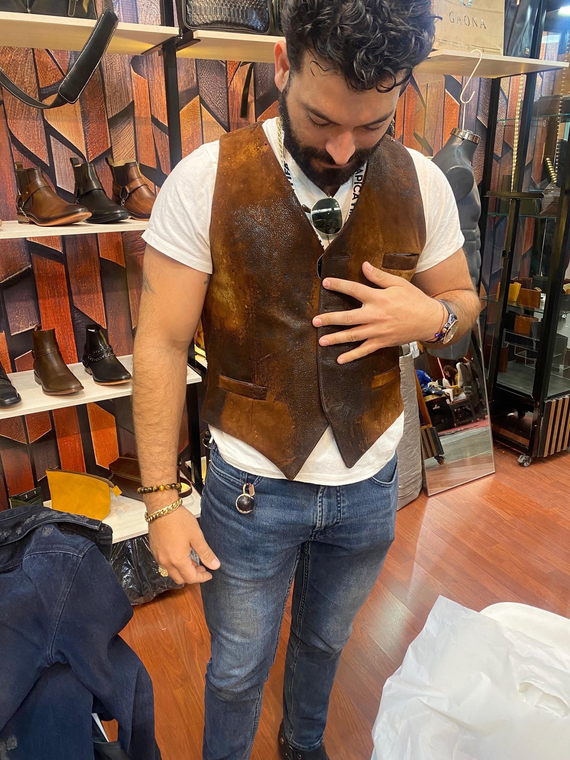 MOSVARTI Chaleco cuero ovino pelibuey