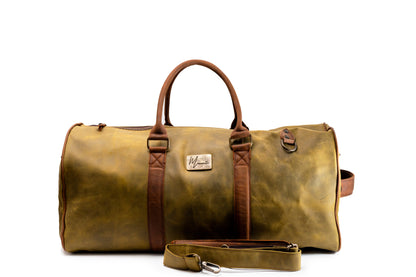 MOSVARTI Maletas Maleta Piel Genuina con Gps mod. New York Duffle (crazy Tang con Cray cafe)