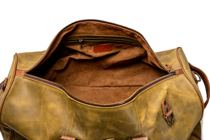 MOSVARTI Maletas Maleta Piel Genuina con Gps mod. New York Duffle (crazy Tang con Cray cafe)