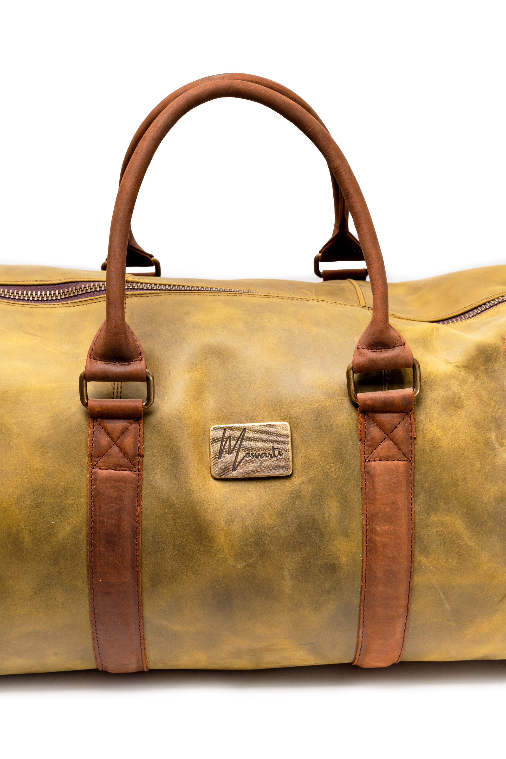 MOSVARTI Maletas Maleta Piel Genuina con Gps mod. New York Duffle (crazy Tang con Cray cafe)