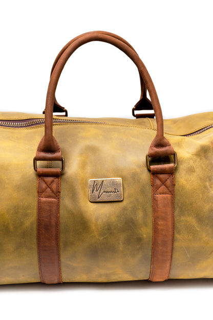 MOSVARTI Maletas Maleta Piel Genuina con Gps mod. New York Duffle (crazy Tang con Cray cafe)