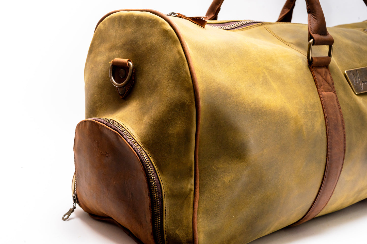 MOSVARTI Maletas Maleta Piel Genuina con Gps mod. New York Duffle (crazy Tang con Cray cafe)